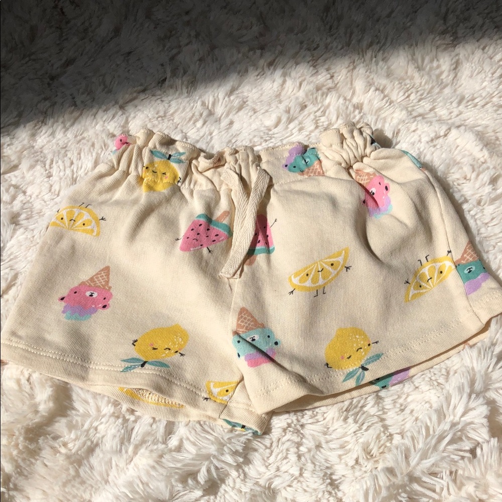 H&M Cream Baby Summer Shorts with Colorful Fruit & Ice Cream Prints